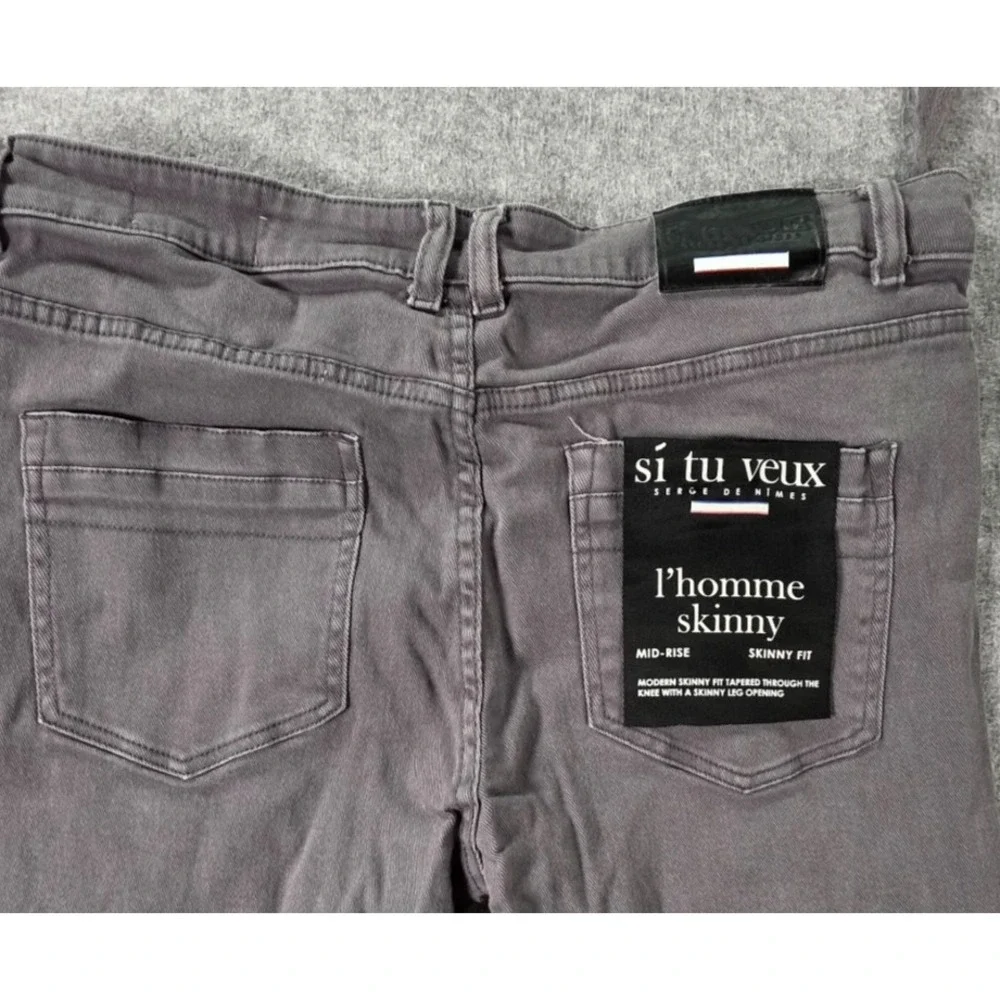 Si Tu Veux Jeans Mens Billy Jean Super Stacked Distressed Cargo Gray 38 Skinny
